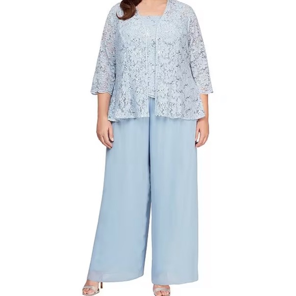Alex Evenings Plus Size Silky Chiffon Pants - Picture 2 of 10